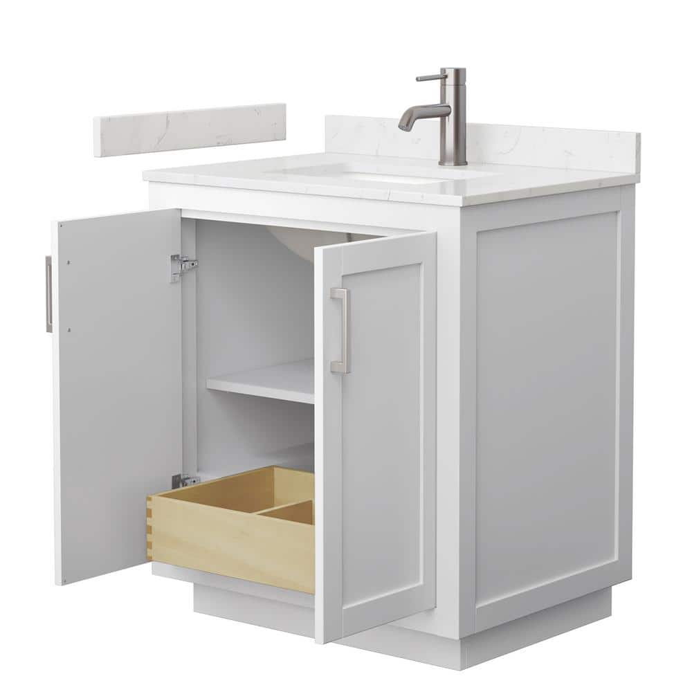 Miranda 30" White Bathroom Vanity with Carrara Marble Countertop