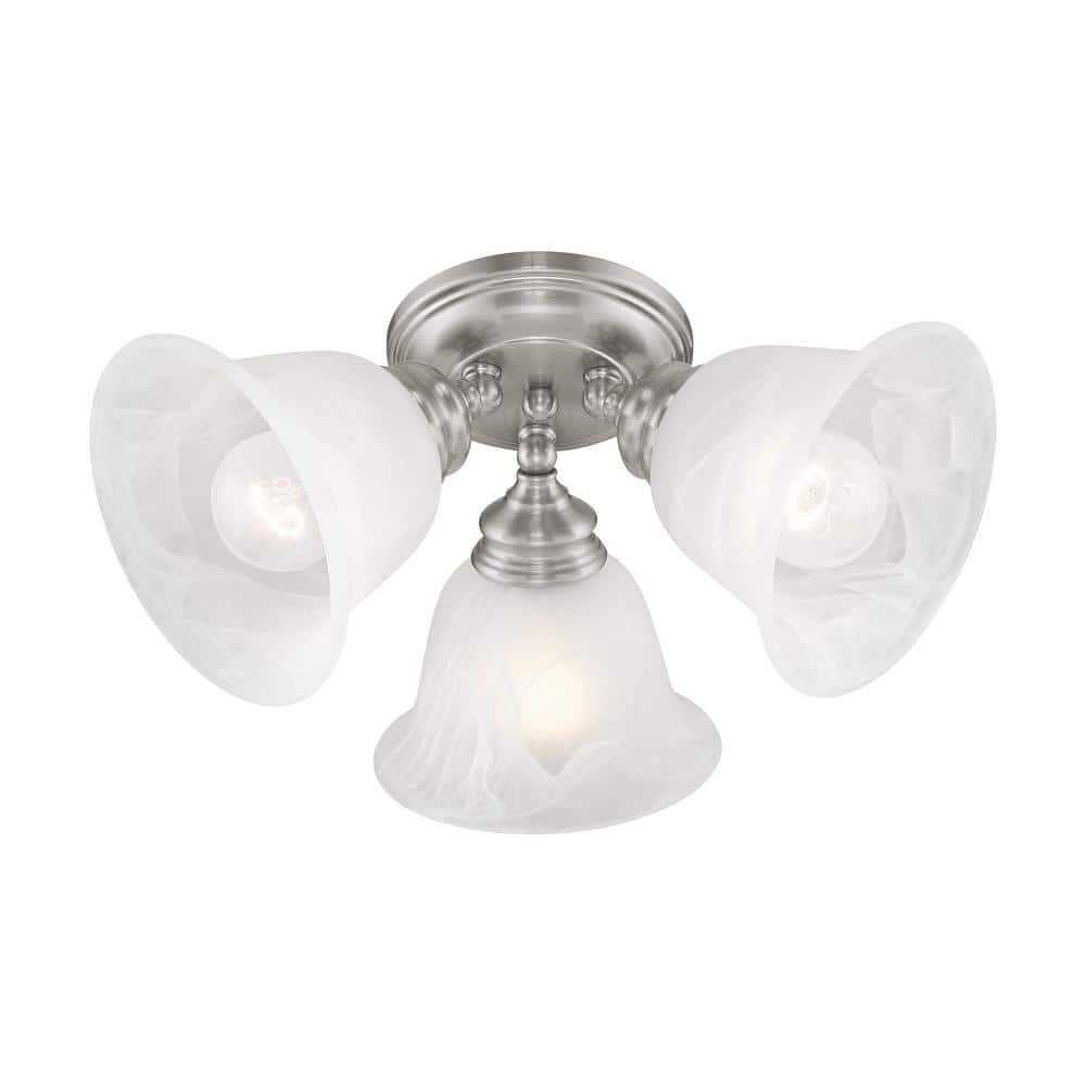 Essex Alabaster Glass 3-Light Indoor Flush Mount in Brushed Nickel