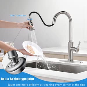 Grarcy Single-Handle Pull-Down Sprayer Kitchen Faucet with 2 Spray Mode in Stainless Steel