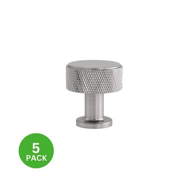 5-Pack Kent Knurled 1-1/8 in. (29 mm) Industrial Satin Nickel Round Cabinet Knob