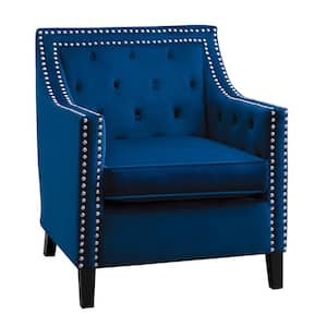 Ceylon Navy Velvet Tufted Back Accent Chair