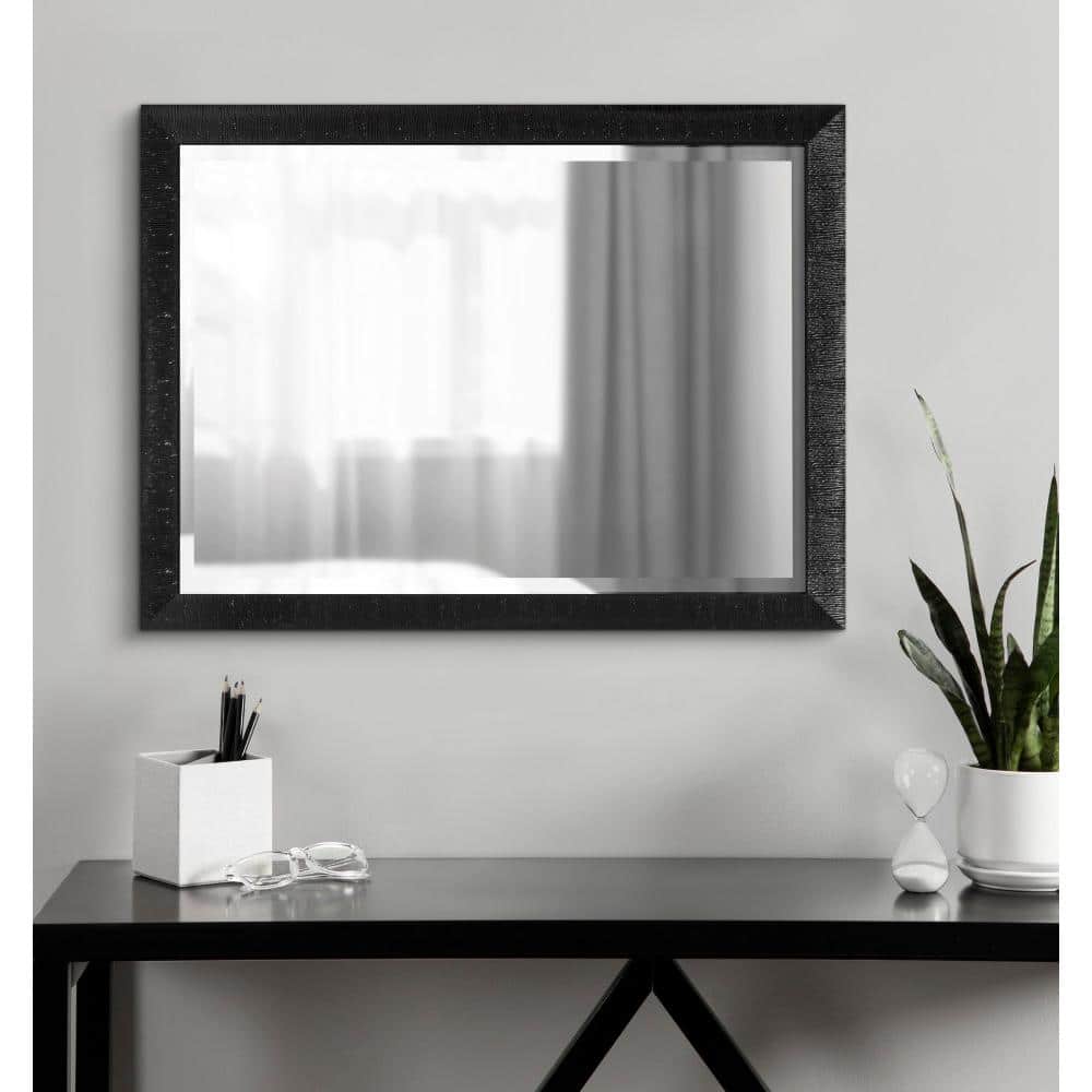 Reyna 18x24 Black Ribbed Rectangle Wall Mirror