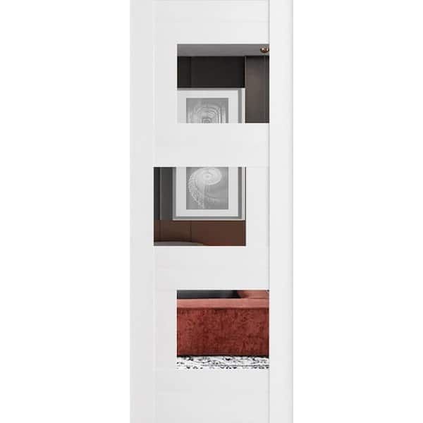 18 in. x 80 in. Solid MDF Mirrored glass White Interior Door Slab
