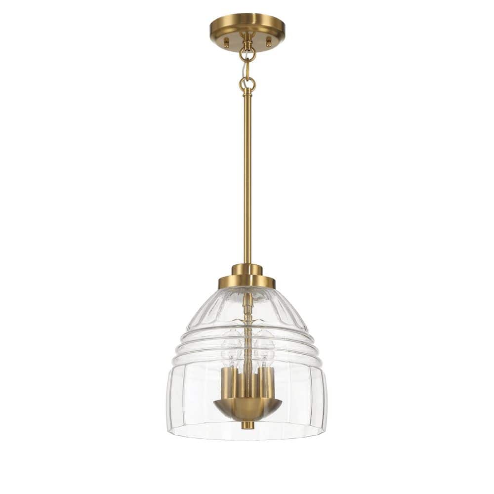 60-Watt 3-Light Gold Pendant Light with Clear Glass Shade, No Bulbs Included price history on PriceWatchPro