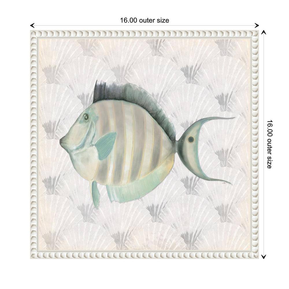 Neutral Vintage Fish Canvas Print with Beaded Frame