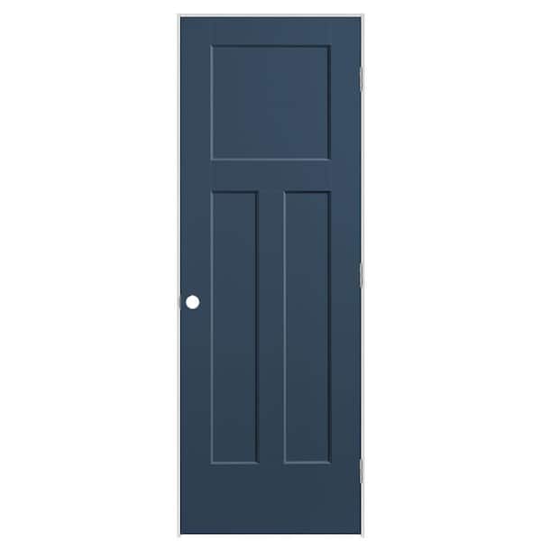 Masonite 28 in. x 80 in. 3-Panel Winslow Left-Hand Hollow Core Night Tide Molded Composite Single Prehung Interior Door