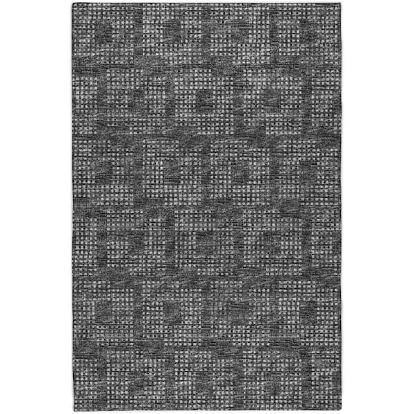 Dream Shag Premium Machine Washable Abstract ADS33 Black 5 ft. x 7 ft. 6 in. Area Rug