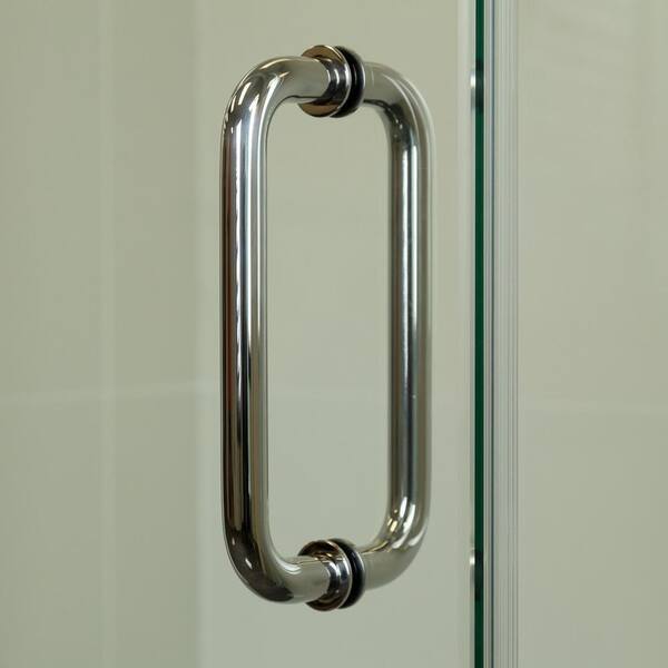 Kobiworks Nirvana 28.75 in. - 27.875 in. W x 76 in. H Frameless Hinged Shower Door in Chrome with 3/8 in. Clear Glass (10 mm)