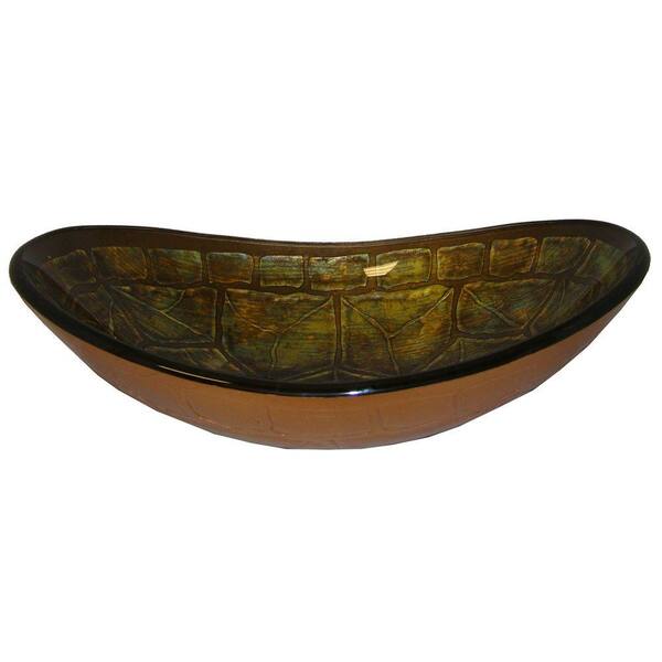 Yosemite Home Decor Tempered Glass Vessel Sink in Green and Brown