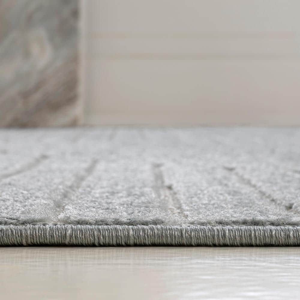 Hallie High-Low Geometric Light Blue and Cream 8' x 10' Synthetic Rug