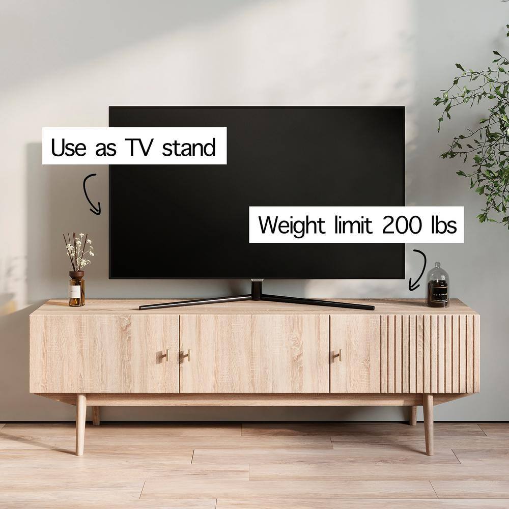 Chelsea 59'' Beige Wood TV Stand with Cabinet