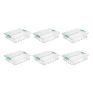 Large File Clip Box Clear Storage Containers with Lid (6 Pack) 19638606