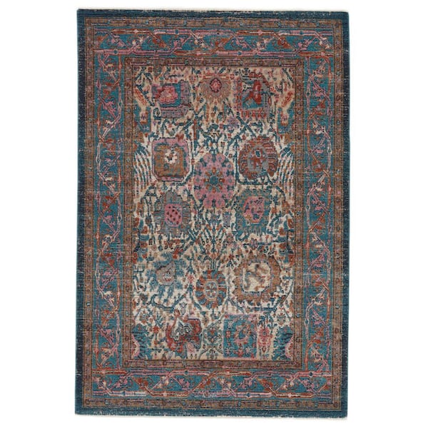 VIBE BY JAIPUR LIVING Romilly Teal/Rust 9 ft. 6 in. x 12 ft. 7 in. Oriental Area Rug