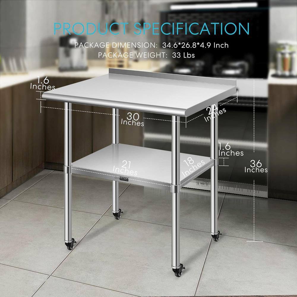 24 x 30 Stainless Steel Work Table with Backsplash