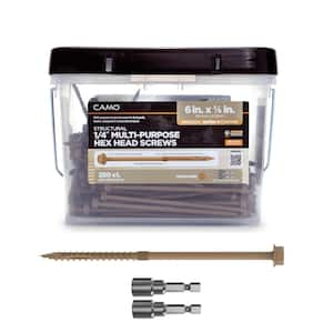 1/4 in. x 6 in. Hex Head Multi-Purpose Hex Drive Structural Wood Screw - PROTECH Ultra 4 Exterior Coated (250-Pack)