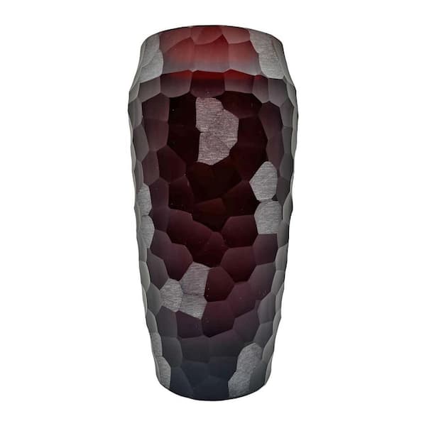castellousa 10 in. Red Decorative Cylinder Glass Vase