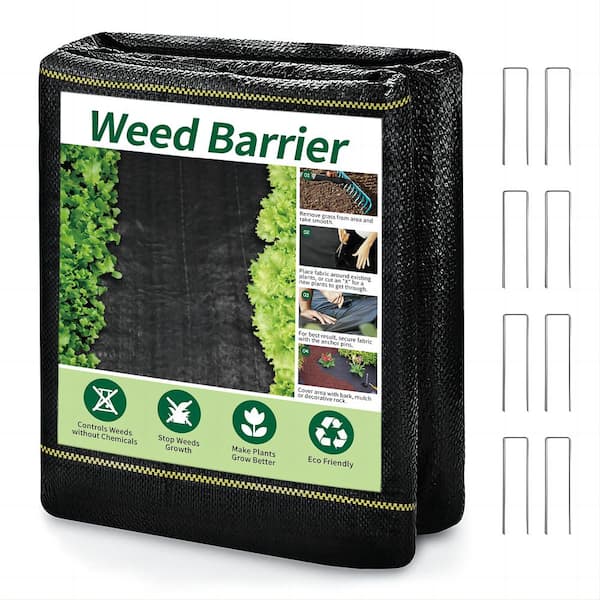 Artpuch 1.3 ft. x 50 ft. Fabric Weed Barrier Landscape with U-Shaped Securing Pegs, Heavy-Duty Block Gardening Mat Weed Control