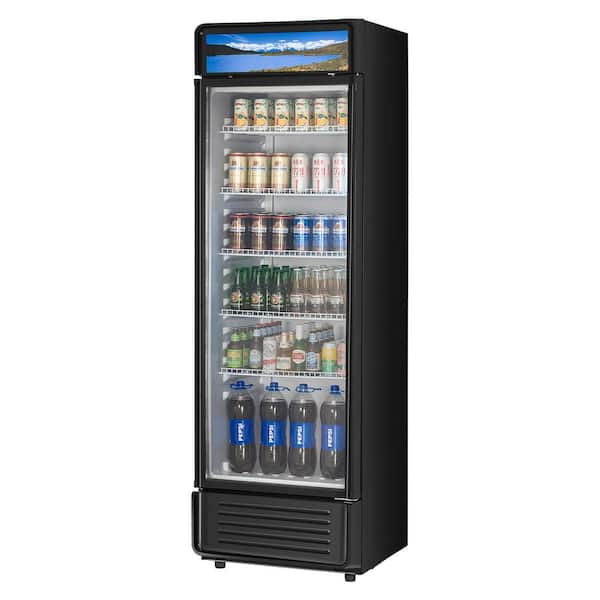 Commercial Refrigerator 12.2 cu.ft. Beverage Display Cooler 24 in. with Glass Door Adjustable Shelves LED Light Black