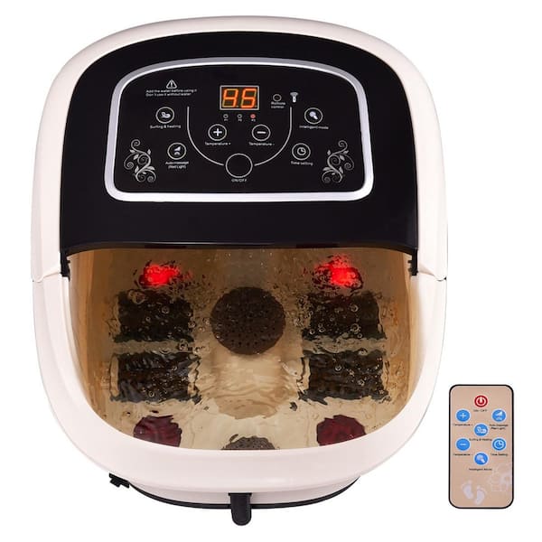 Costway All-In-One Foot Spa Bath Massager Tem/Time Set Heat Vibration W/4 Roller