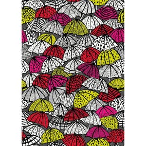 Dara Red Jolly Brollies Wallpaper Sample