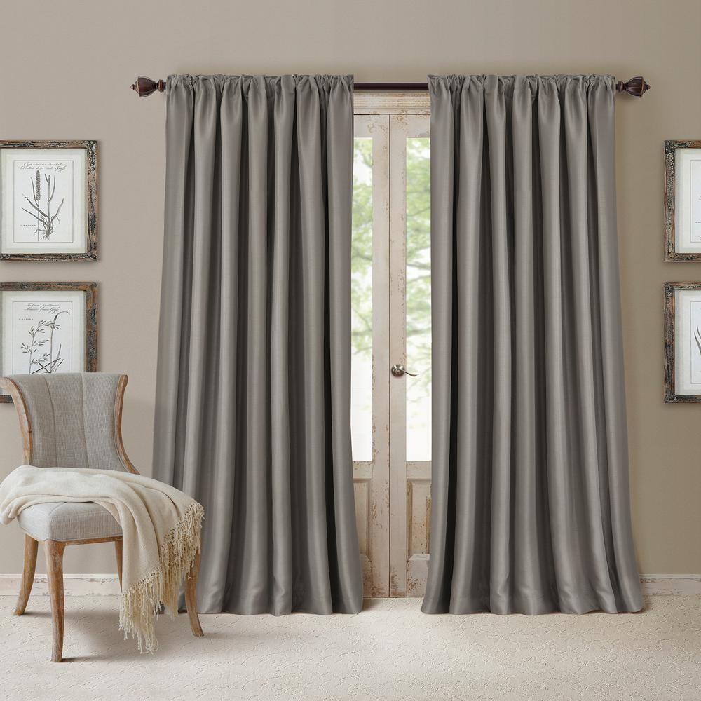 Silver Faux Silk Blackout Rod Pocket Window Panel - 52" x 108"