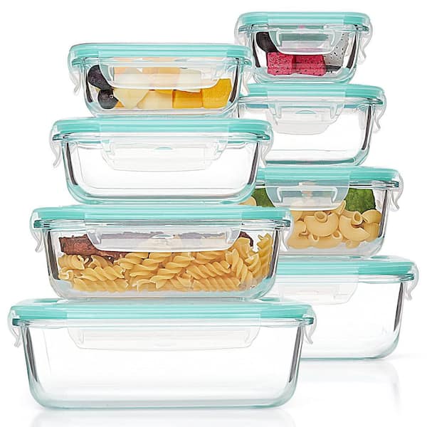 Wudkey Glass Food Storage Containers with Airtight Lids, Lunch Office Meal for Microwave, Oven, Freezer and Dishwasher (8-Pack)