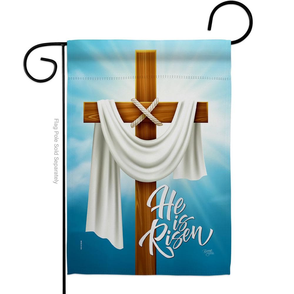 Breeze Decor 13 in. x 18.5 in. He is Risen Faith Garden Flag 2Sided