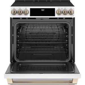 30 in. 5 Burner Element Slide-In Smart Induction Range with Convection Oven in Matte White, Self Clean
