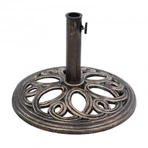 17.75 in. W 23.6 lbs. Cast Iron Outdoor Patio Umbrella Base Stand in Bronze