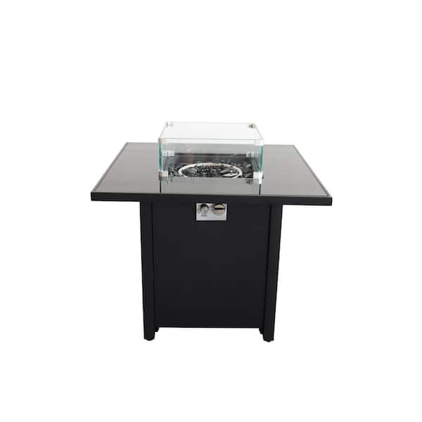 Mondawe 40,000 BTU 30 in. Square Steel Outdoor Propane Gas Fire Pit Table in Black