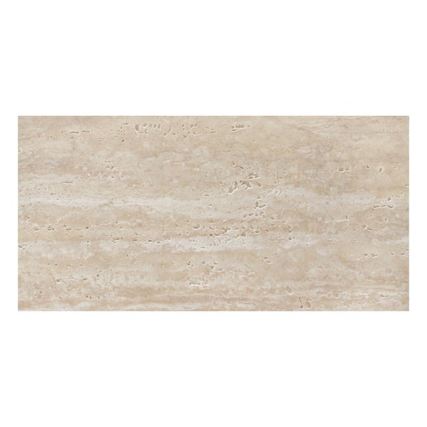 sunwings White MCM 12 in. x 24 in. Travertine Natural Clay Stone Looks Floor and Wall Tile For Indoor Outdoor (20 sq. ft./Case)