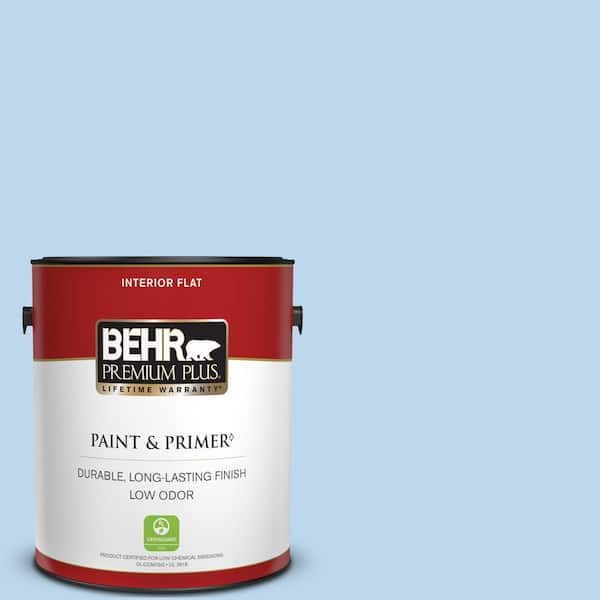 BEHR PREMIUM PLUS 1 gal. #P520-1 First Rain Flat Low Odor Interior Paint & Primer