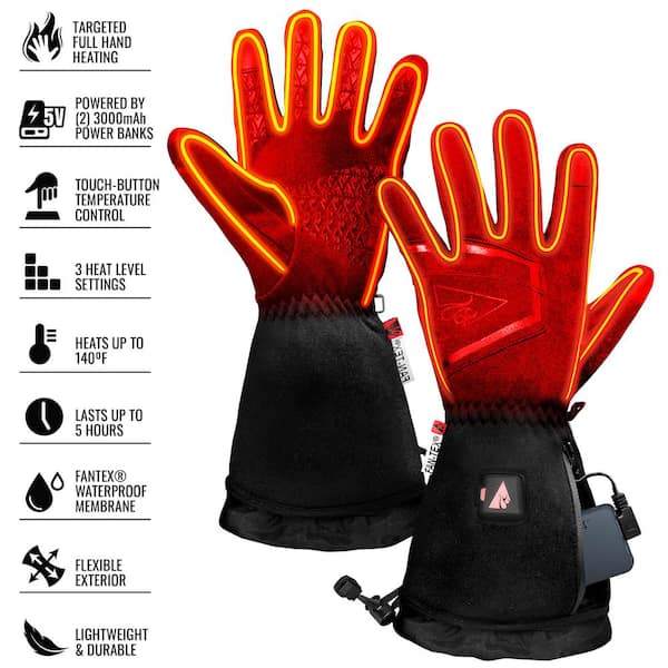 ActionHeat Men's 5V Battery Heated Featherweight Gloves, Black