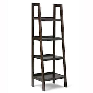Sawhorse 72 in. H Dark Chestnut Brown Wood 4-Shelf Ladder Bookcase
