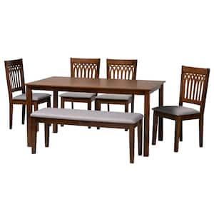 Genesis 6-Piece Grey and Walnut Brown Wood Dining Set