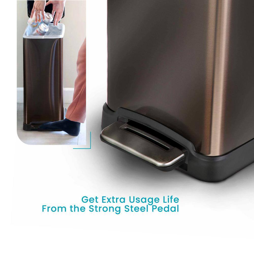 Slim Black Stainless Steel 12 Gallon Step Pedal Trash Can