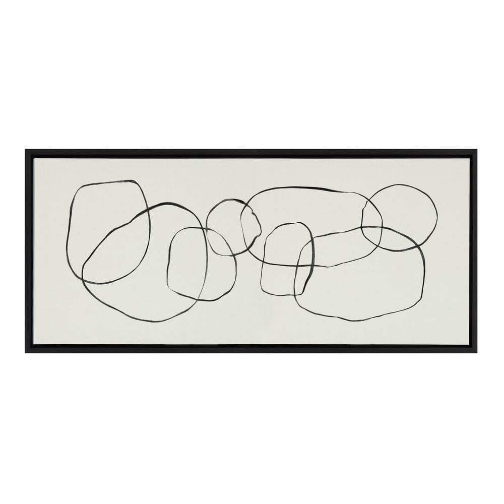 Dancing Circles Black and White Abstract Canvas Art, 18x40