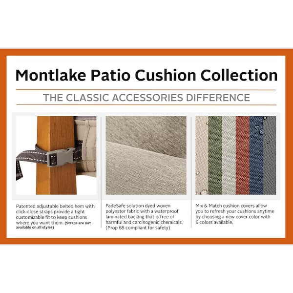 Classic Accessories 21 x 22 x 4 inch Patio Lounge Back Cushion Foam
