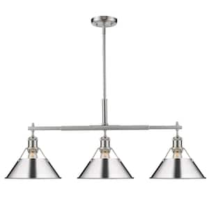 Orwell 3-Light Pewter Linear Pendant with Chrome Shade