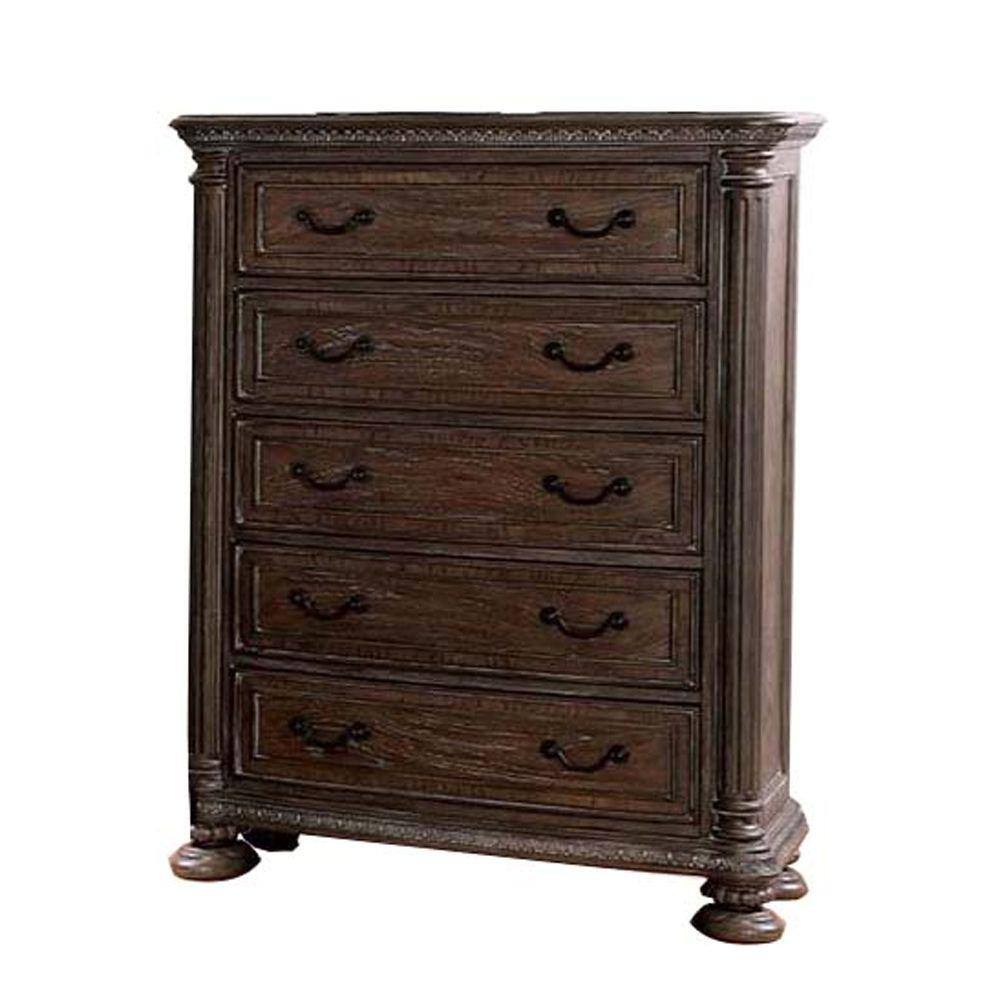 Benjara Brown 5Drawer 20 in. Wooden Chest of Drawers BM203241 The