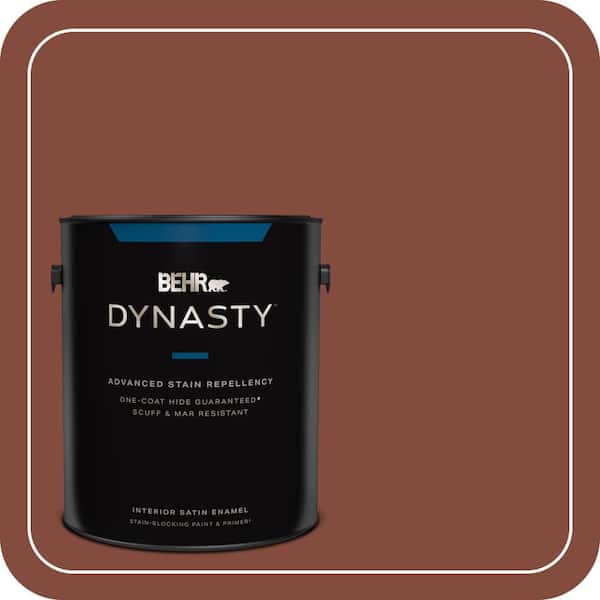 BEHR DYNASTY 1 gal. #S160-7 Red Chipotle One-Coat Hide Satin Enamel Interior Stain-Blocking Paint and Primer