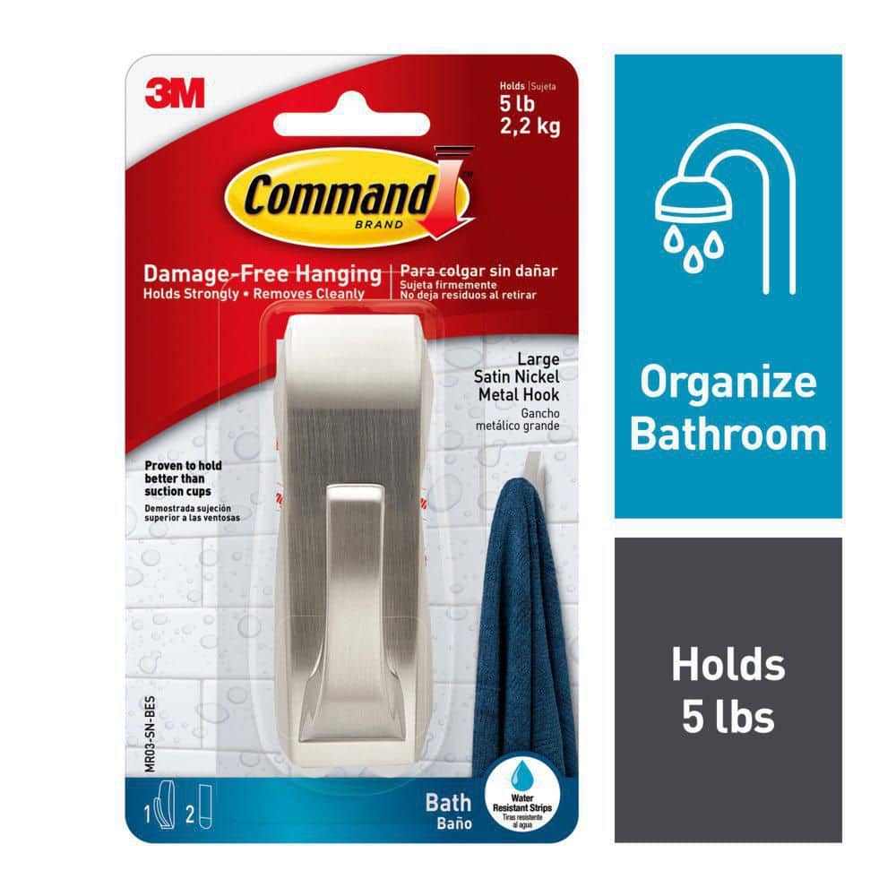 3M Command Water Resistant Strips Hook Damage-free Hanging Bathroom  Waterproof