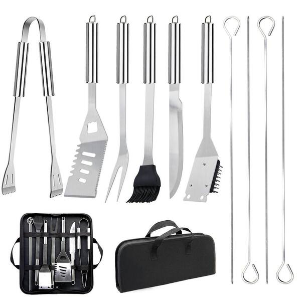 11-Piece Stainless Steel BBQ Grilling Accessories Set, Portable Practical Grill Tools Utensils Kit with Storage Bag