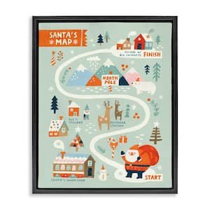 Jolly Map of North Pole by Irene Chan 1-Piece Black Floater Frame Graphic Religious Art Print 31 in. x 25 in.