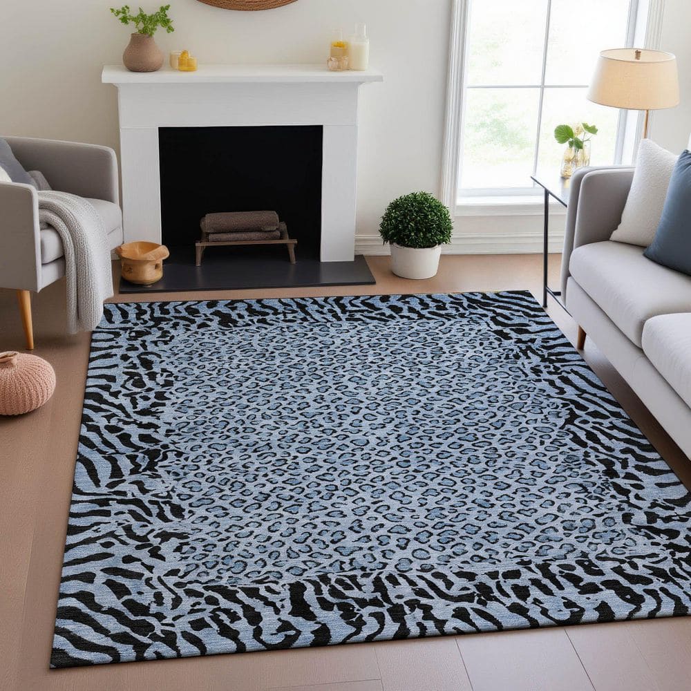 Mayfield Premium Machine Washable Abstract AMF1230 Blue 9 ft. x 12 ft. Area Rug price history on PriceWatchPro
