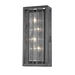 Meridional 4 in. 4-Light Bronze Wall Sconce Light with Clear Reeded Glass Shade with No Bulbs Included