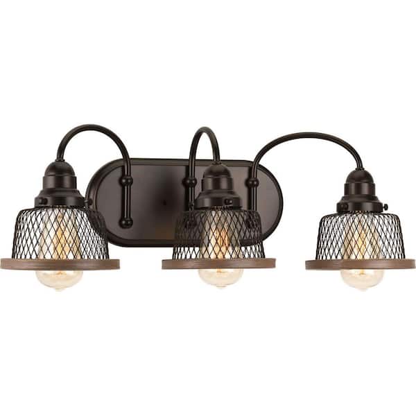 Tilley Collection 23 in. 3-Light Antique Bronze Coastal Bathroom Vanity Light