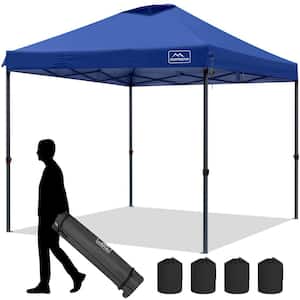 10 ft. x 10 ft. Navy Blue Waterproof Pop-Up Canopy Tent with 3 Adjustable Height and Wheeled Carrying Bag