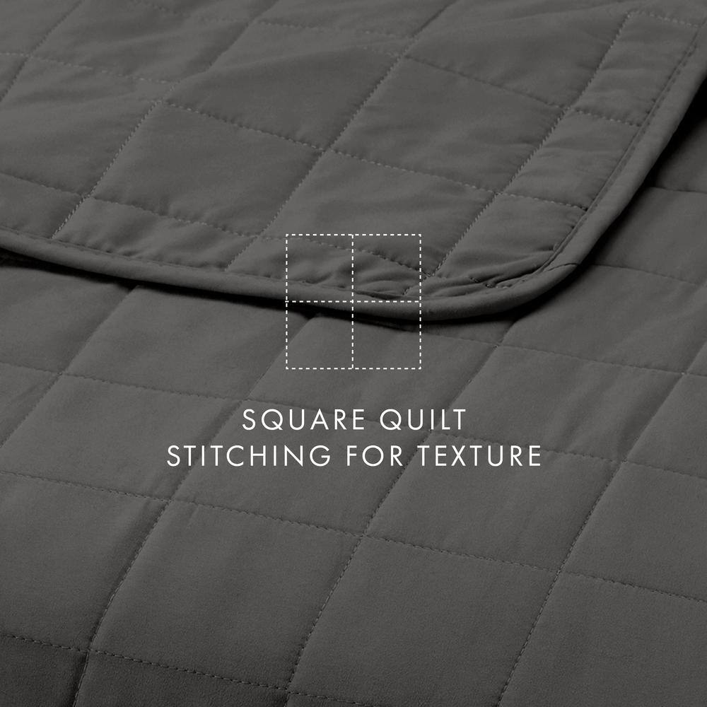 Gray Twin Microfiber Quilted Coverlet Set