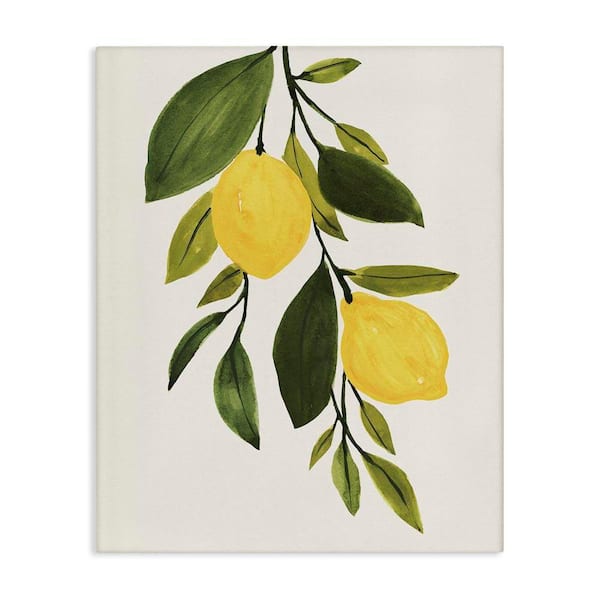 Simple Yellow Country Lemon Leaf by Annie Warren Unframed Graphic Art Print Nature 20 in. x 16 in.